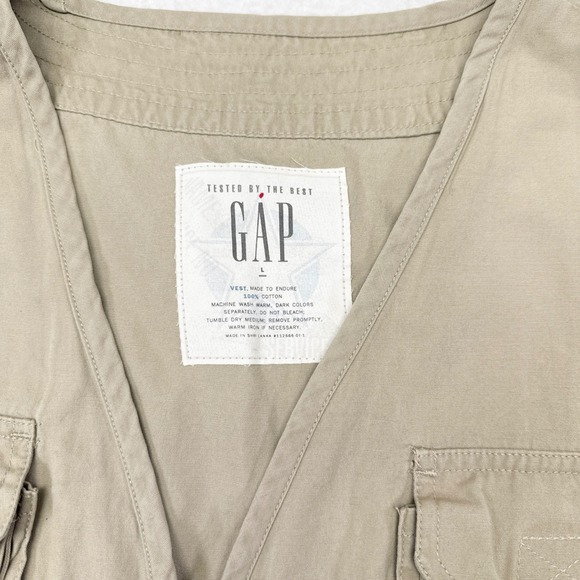 Gap Utility Vest Mens Size Large Tan Fishing Safari Hunting Travel Gorpcore - Picture 5 of 8
